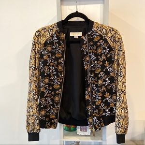Michael Kors Botanical Crepe Bomber Jacket